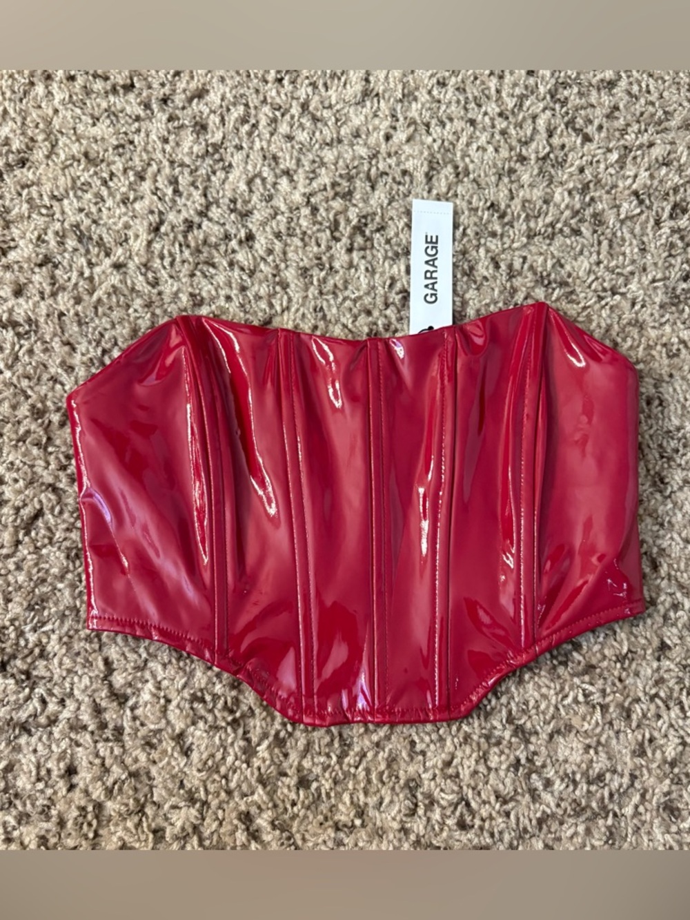 Garage Red Strapless Leather Corset Crop Top NWT Size Women’s XS